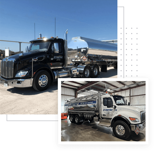 A picture of a truck and a picture of a tanker truck.